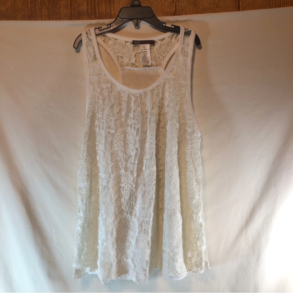 Miss Majesty girls cream with cream lace over lay razorback top L 14–16